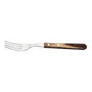 Jogo 6 Garfos Polywood Jumbo Aço Inox Tramontina Com Cabo De Madeira Marrom